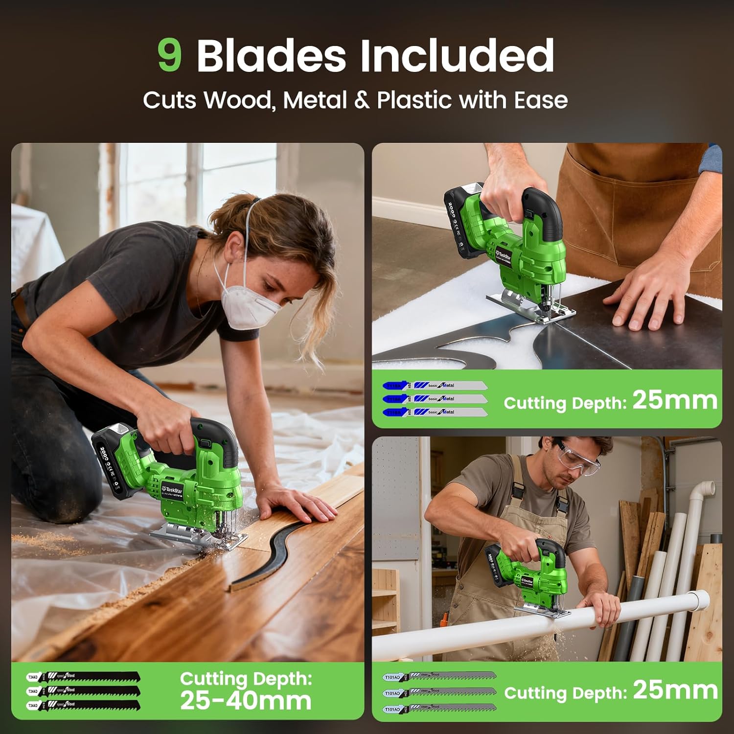 Taskstar Cordless Jig Saw Tool - Jigsaw Orbital Blade avaliação e preço